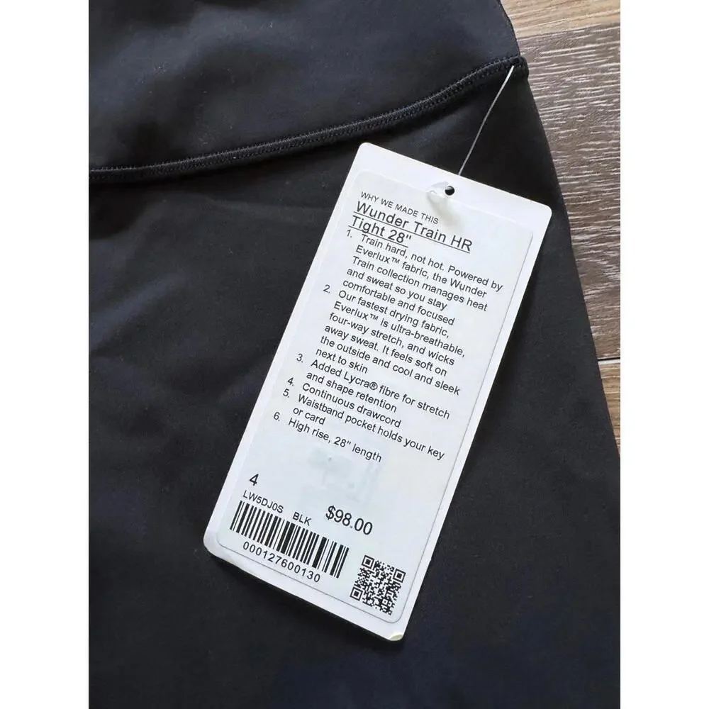 Lululemon Wunder Train High Rise 28” Black Size 4 NWT